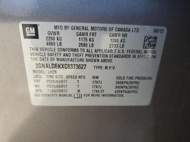 Photo 12 VIN: 2GNALDEKXC6373627 - CHEVROLET EQUINOX LT 