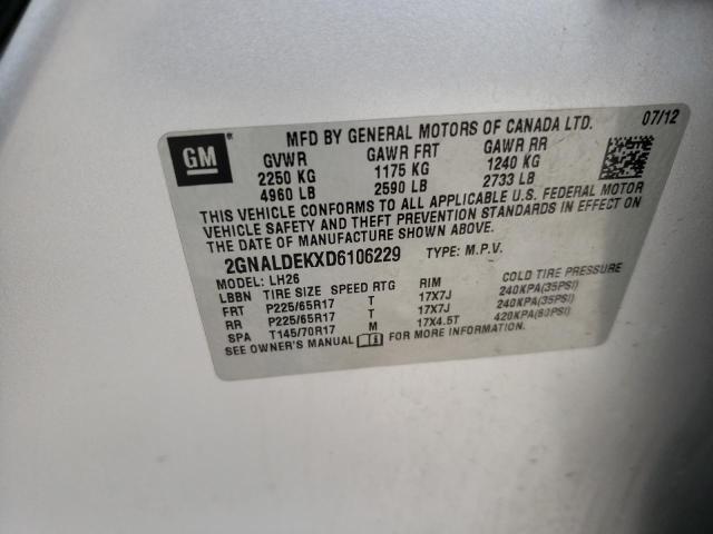 Photo 12 VIN: 2GNALDEKXD6106229 - CHEVROLET EQUINOX LT 