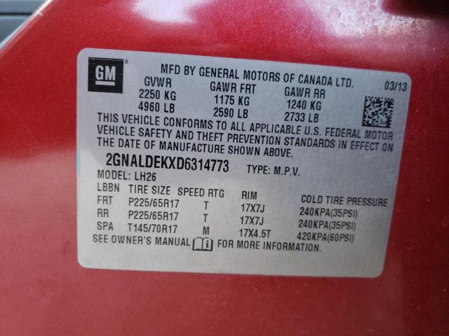 Photo 9 VIN: 2GNALDEKXD6314773 - CHEVROLET EQUINOX LT 