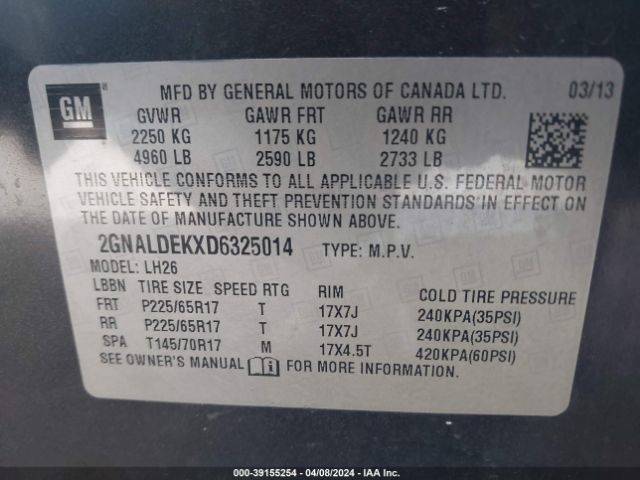 Photo 8 VIN: 2GNALDEKXD6325014 - CHEVROLET EQUINOX 