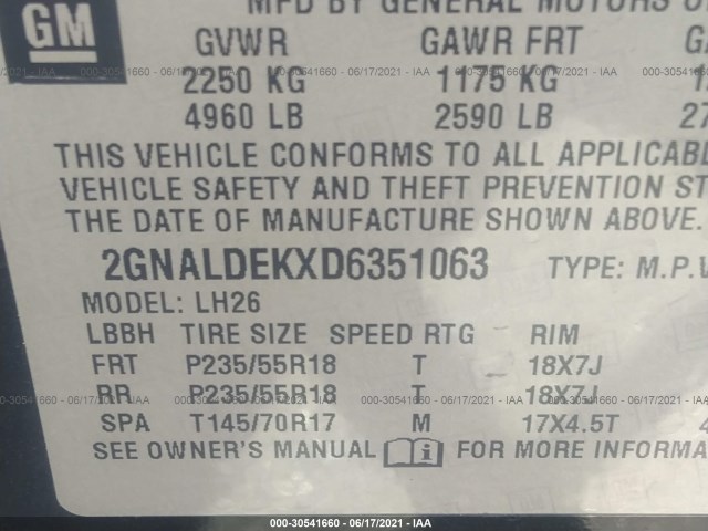 Photo 8 VIN: 2GNALDEKXD6351063 - CHEVROLET EQUINOX 