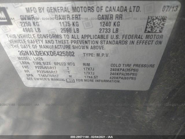 Photo 8 VIN: 2GNALDEKXD6425002 - CHEVROLET EQUINOX 