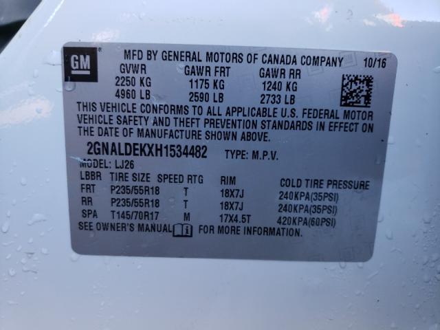 Photo 9 VIN: 2GNALDEKXH1534482 - CHEVROLET EQUINOX PR 