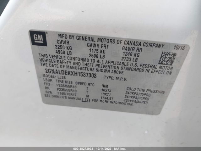 Photo 8 VIN: 2GNALDEKXH1537303 - CHEVROLET EQUINOX 