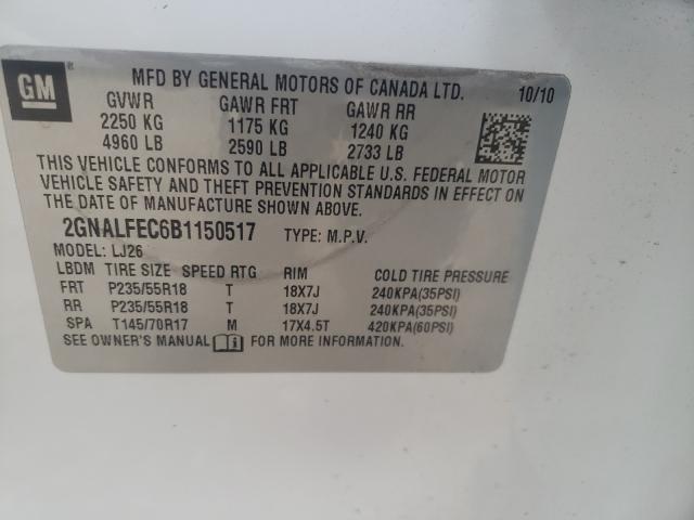 Photo 9 VIN: 2GNALFEC6B1150517 - CHEVROLET EQUINOX LT 