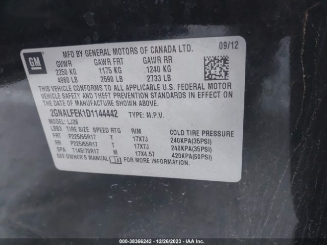 Photo 8 VIN: 2GNALFEK1D1144442 - CHEVROLET EQUINOX 