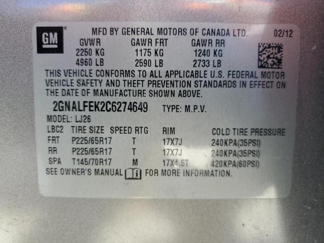 Photo 12 VIN: 2GNALFEK2C6274649 - CHEVROLET EQUINOX 