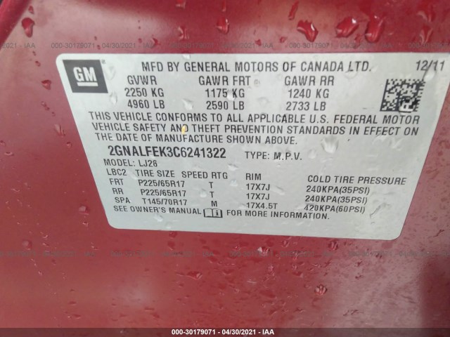 Photo 8 VIN: 2GNALFEK3C6241322 - CHEVROLET EQUINOX 