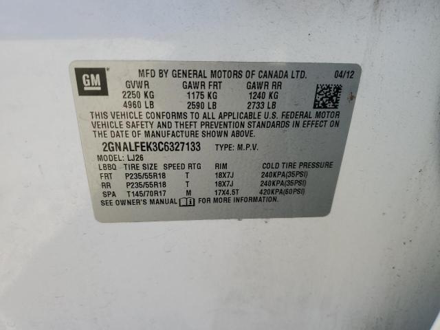 Photo 12 VIN: 2GNALFEK3C6327133 - CHEVROLET EQUINOX LT 