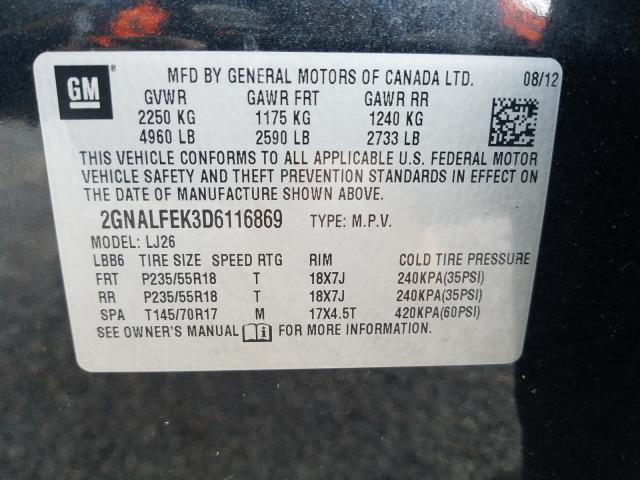 Photo 9 VIN: 2GNALFEK3D6116869 - CHEVROLET EQUINOX LT 