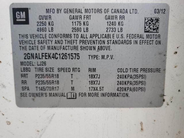 Photo 12 VIN: 2GNALFEK4C1261575 - CHEVROLET EQUINOX LT 