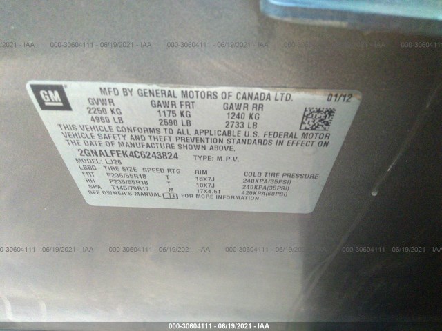 Photo 8 VIN: 2GNALFEK4C6243824 - CHEVROLET EQUINOX 