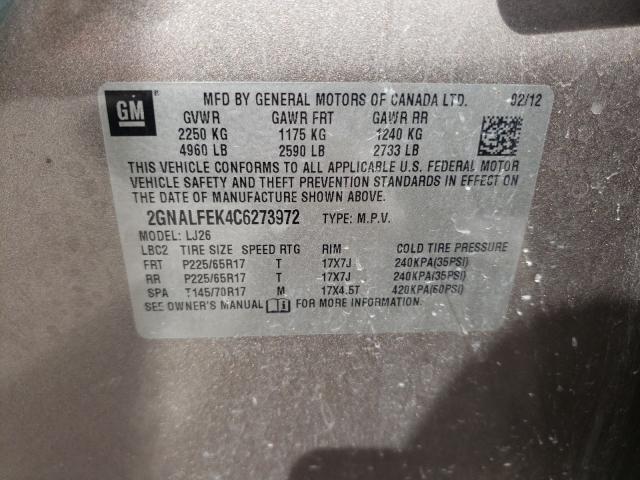 Photo 9 VIN: 2GNALFEK4C6273972 - CHEVROLET EQUINOX LT 