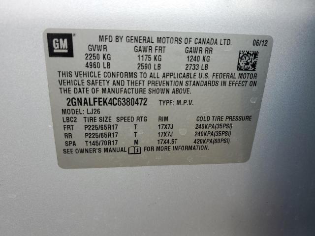 Photo 11 VIN: 2GNALFEK4C6380472 - CHEVROLET EQUINOX LT 