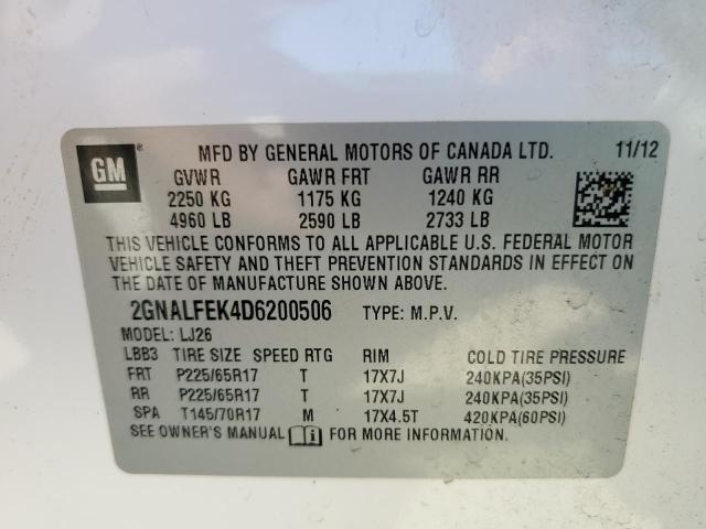 Photo 11 VIN: 2GNALFEK4D6200506 - CHEVROLET EQUINOX LT 