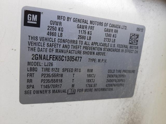 Photo 9 VIN: 2GNALFEK6C1305477 - CHEVROLET EQUINOX LT 