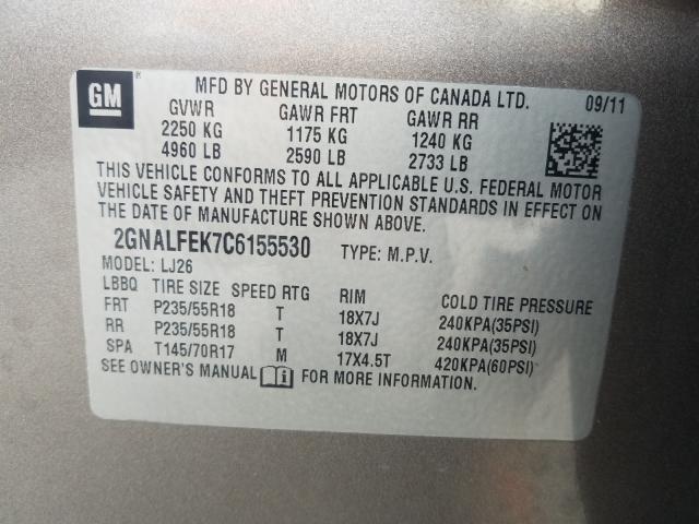 Photo 9 VIN: 2GNALFEK7C6155530 - CHEVROLET EQUINOX LT 