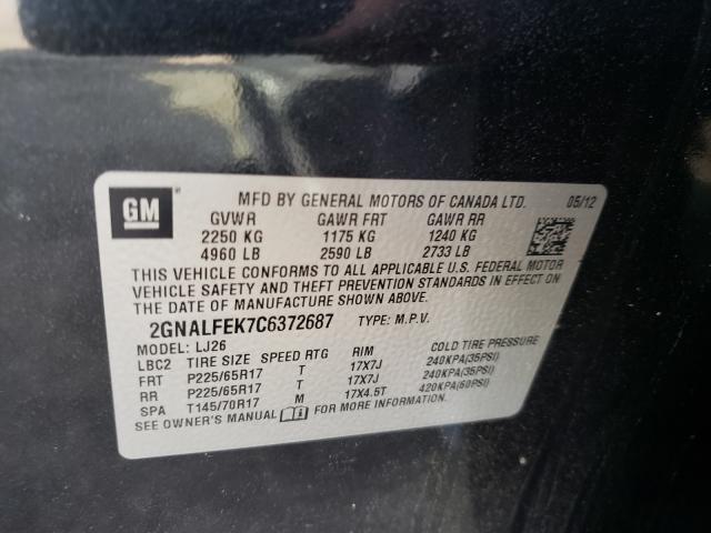 Photo 9 VIN: 2GNALFEK7C6372687 - CHEVROLET EQUINOX LT 