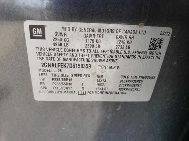 Photo 11 VIN: 2GNALFEK7D6150359 - CHEVROLET EQUINOX LT 