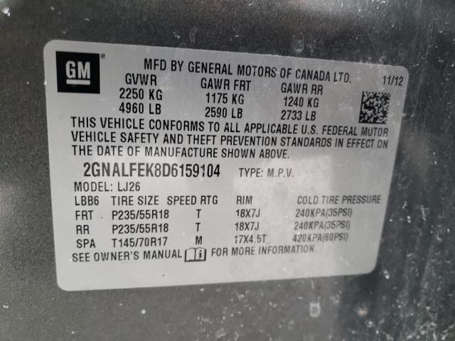 Photo 9 VIN: 2GNALFEK8D6159104 - CHEVROLET EQUINOX LT 