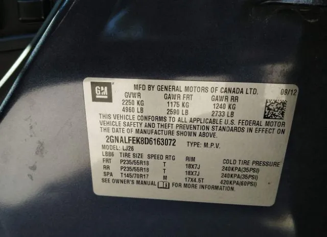 Photo 8 VIN: 2GNALFEK8D6163072 - CHEVROLET EQUINOX 