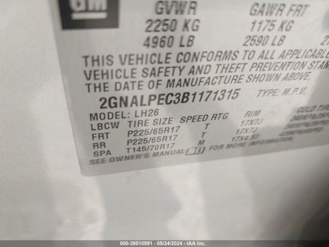 Photo 8 VIN: 2GNALPEC3B1171315 - CHEVROLET EQUINOX 