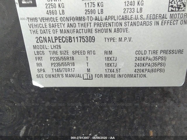 Photo 8 VIN: 2GNALPEC6B1175309 - CHEVROLET EQUINOX 