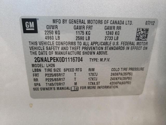 Photo 12 VIN: 2GNALPEK0D1116704 - CHEVROLET EQUINOX LT 