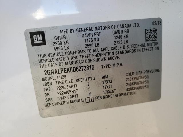 Photo 12 VIN: 2GNALPEK0D6273815 - CHEVROLET EQUINOX LT 