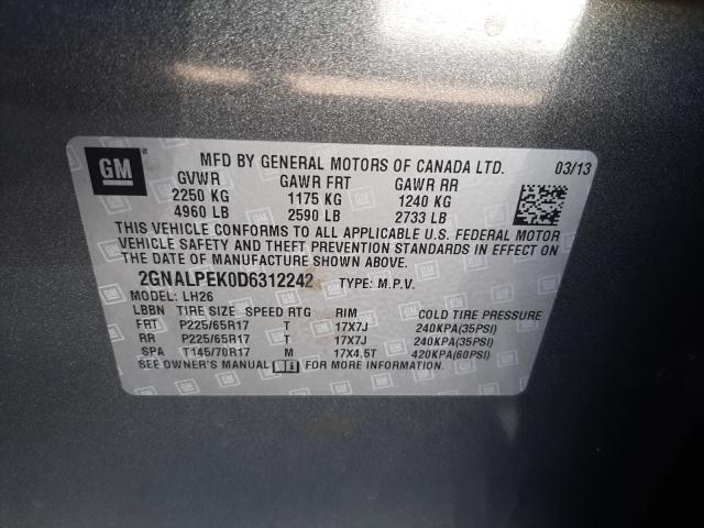 Photo 9 VIN: 2GNALPEK0D6312242 - CHEVROLET EQUINOX LT 