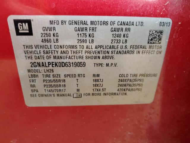 Photo 13 VIN: 2GNALPEK0D6319059 - CHEVROLET EQUINOX LT 