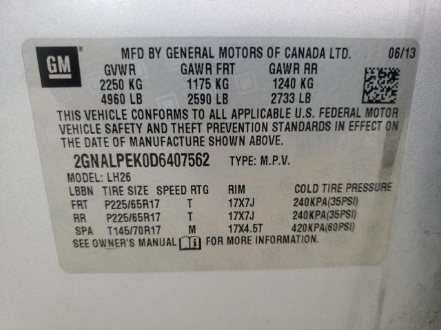 Photo 9 VIN: 2GNALPEK0D6407562 - CHEVROLET EQUINOX LT 