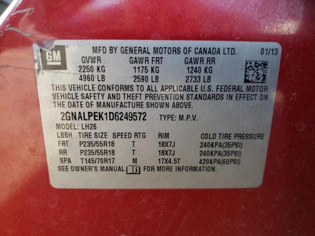 Photo 12 VIN: 2GNALPEK1D6249572 - CHEVROLET EQUINOX LT 