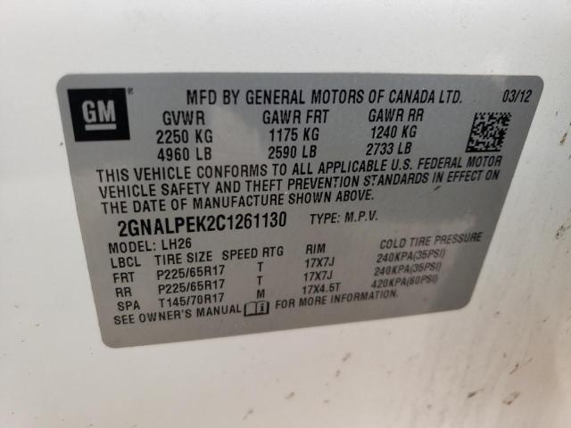 Photo 12 VIN: 2GNALPEK2C1261130 - CHEVROLET EQUINOX LT 