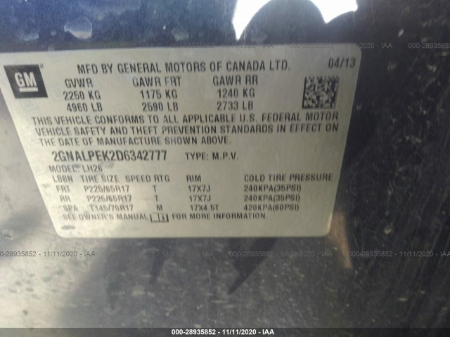 Photo 8 VIN: 2GNALPEK2D6342777 - CHEVROLET EQUINOX 