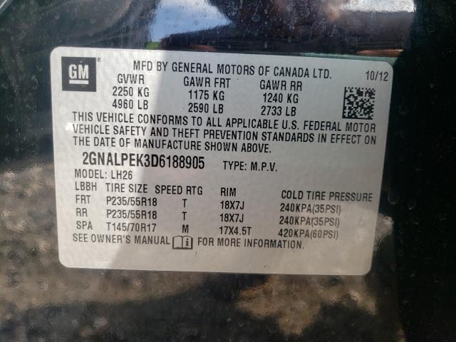 Photo 9 VIN: 2GNALPEK3D6188905 - CHEVROLET EQUINOX LT 