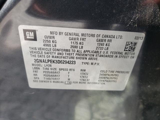 Photo 9 VIN: 2GNALPEK3D6294223 - CHEVROLET EQUINOX LT 