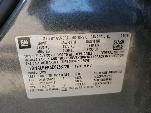 Photo 9 VIN: 2GNALPEK4C6258720 - CHEVROLET EQUINOX LT 