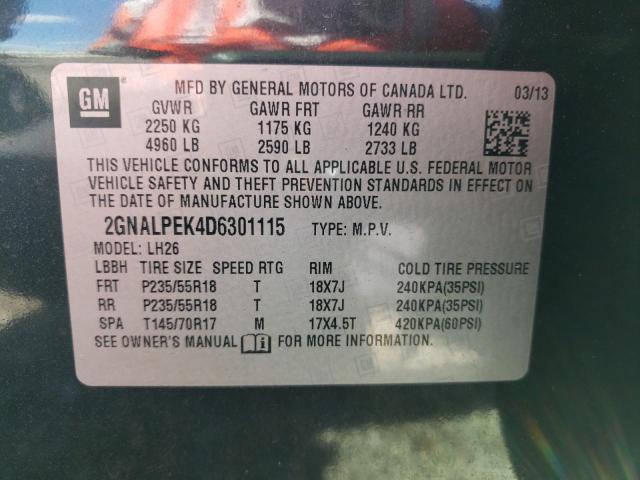 Photo 9 VIN: 2GNALPEK4D6301115 - CHEVROLET EQUINOX LT 