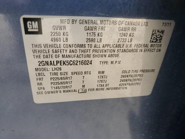 Photo 12 VIN: 2GNALPEK5C6216024 - CHEVROLET EQUINOX LT 