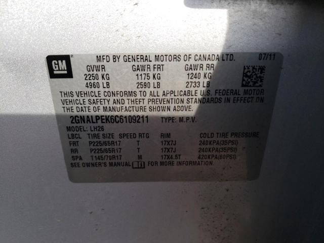 Photo 11 VIN: 2GNALPEK6C6109211 - CHEVROLET EQUINOX LT 