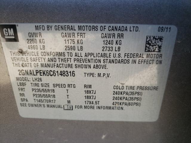 Photo 9 VIN: 2GNALPEK6C6148316 - CHEVROLET EQUINOX LT 