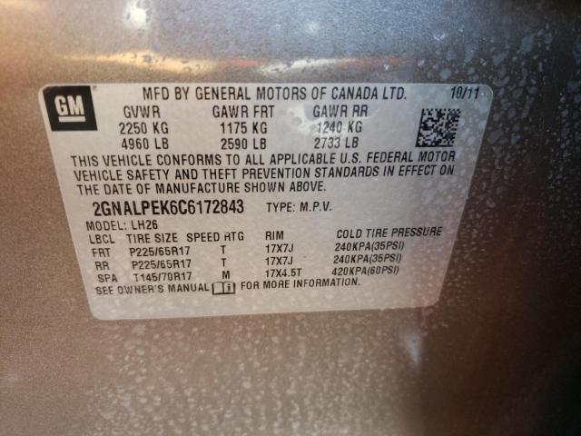 Photo 9 VIN: 2GNALPEK6C6172843 - CHEVROLET EQUINOX LT 