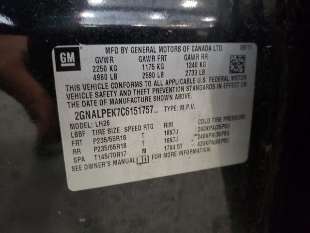 Photo 9 VIN: 2GNALPEK7C6151757 - CHEVROLET EQUINOX LT 