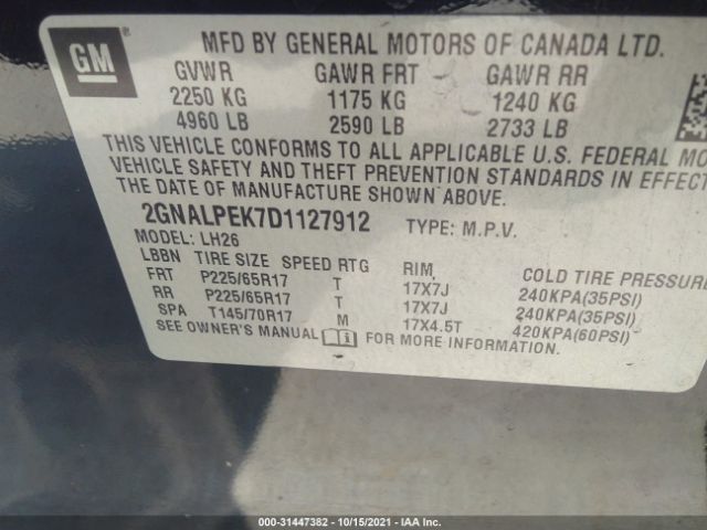 Photo 8 VIN: 2GNALPEK7D1127912 - CHEVROLET EQUINOX 