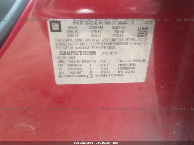 Photo 8 VIN: 2GNALPEK7D1203886 - CHEVROLET EQUINOX 