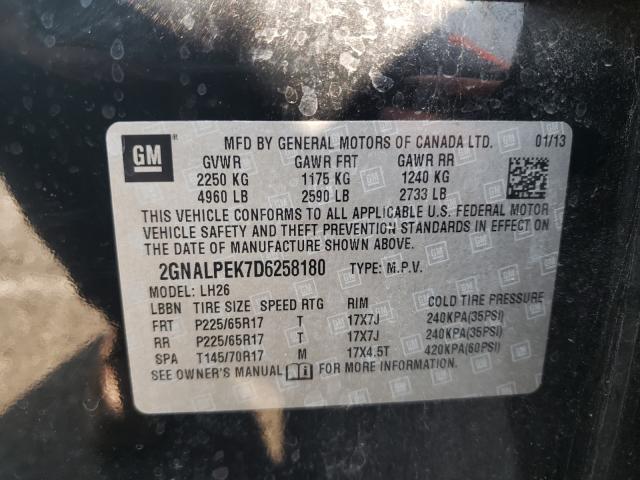 Photo 9 VIN: 2GNALPEK7D6258180 - CHEVROLET EQUINOX LT 