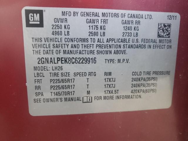 Photo 12 VIN: 2GNALPEK8C6229916 - CHEVROLET EQUINOX 