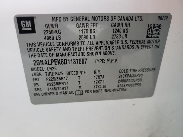 Photo 9 VIN: 2GNALPEK8D1137607 - CHEVROLET EQUINOX LT 