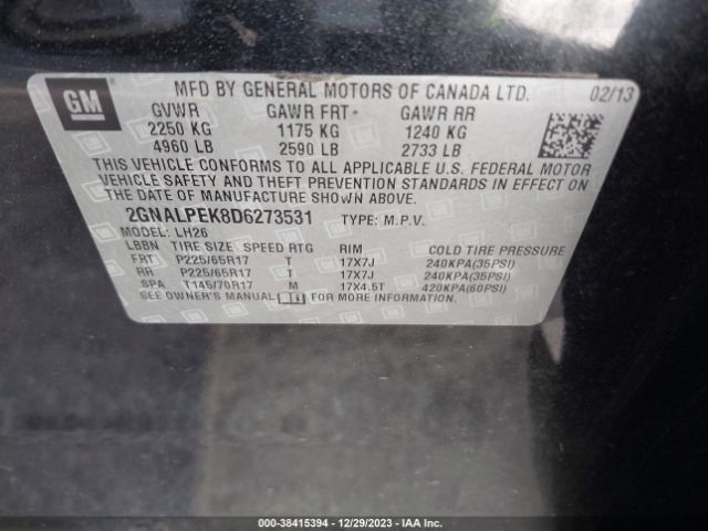 Photo 8 VIN: 2GNALPEK8D6273531 - CHEVROLET EQUINOX 